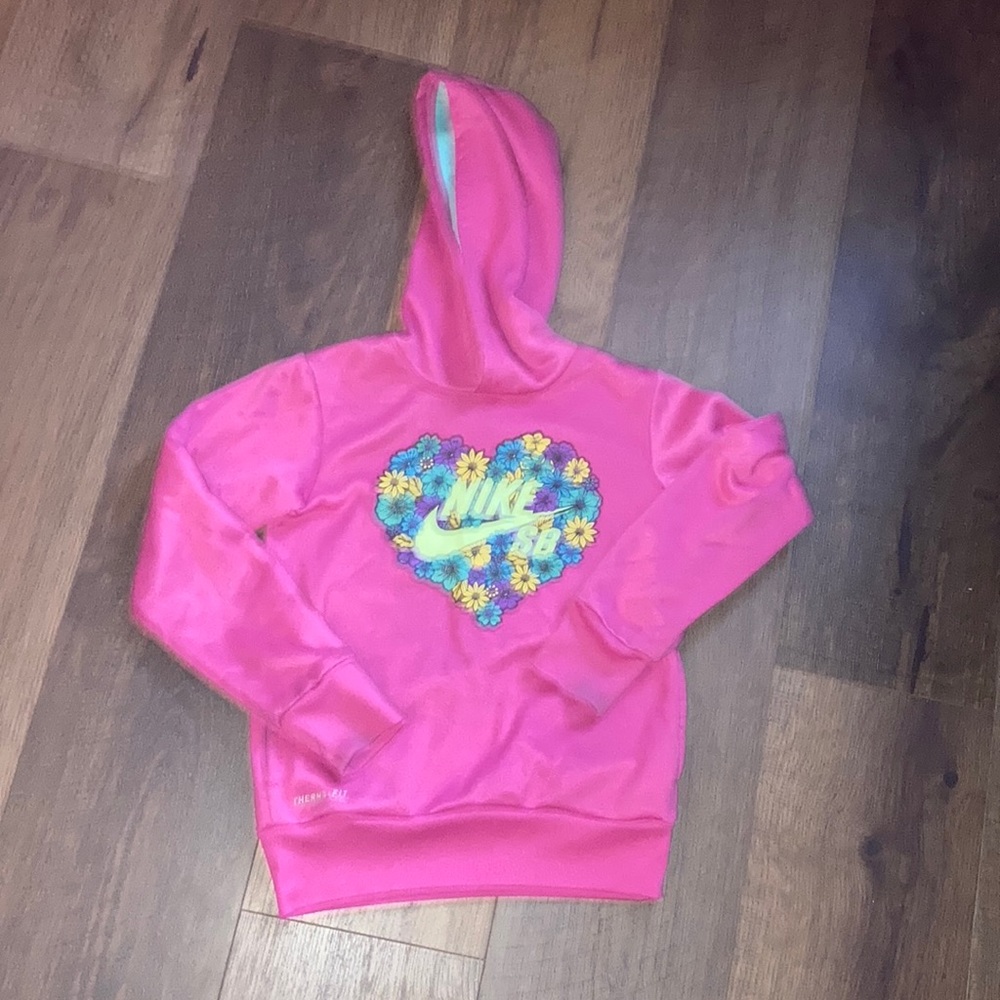 Girls floral Nike hooded pullover sweatshirt